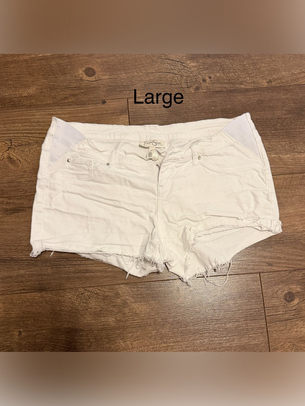 White Distressed Women’s Shorts - Maternity
